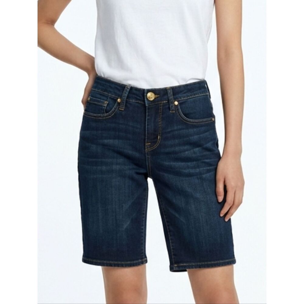 Seven7 Atlantic Wash Boyfriend Wiskered Faded Bermuda Denim Jean Shorts Size 4